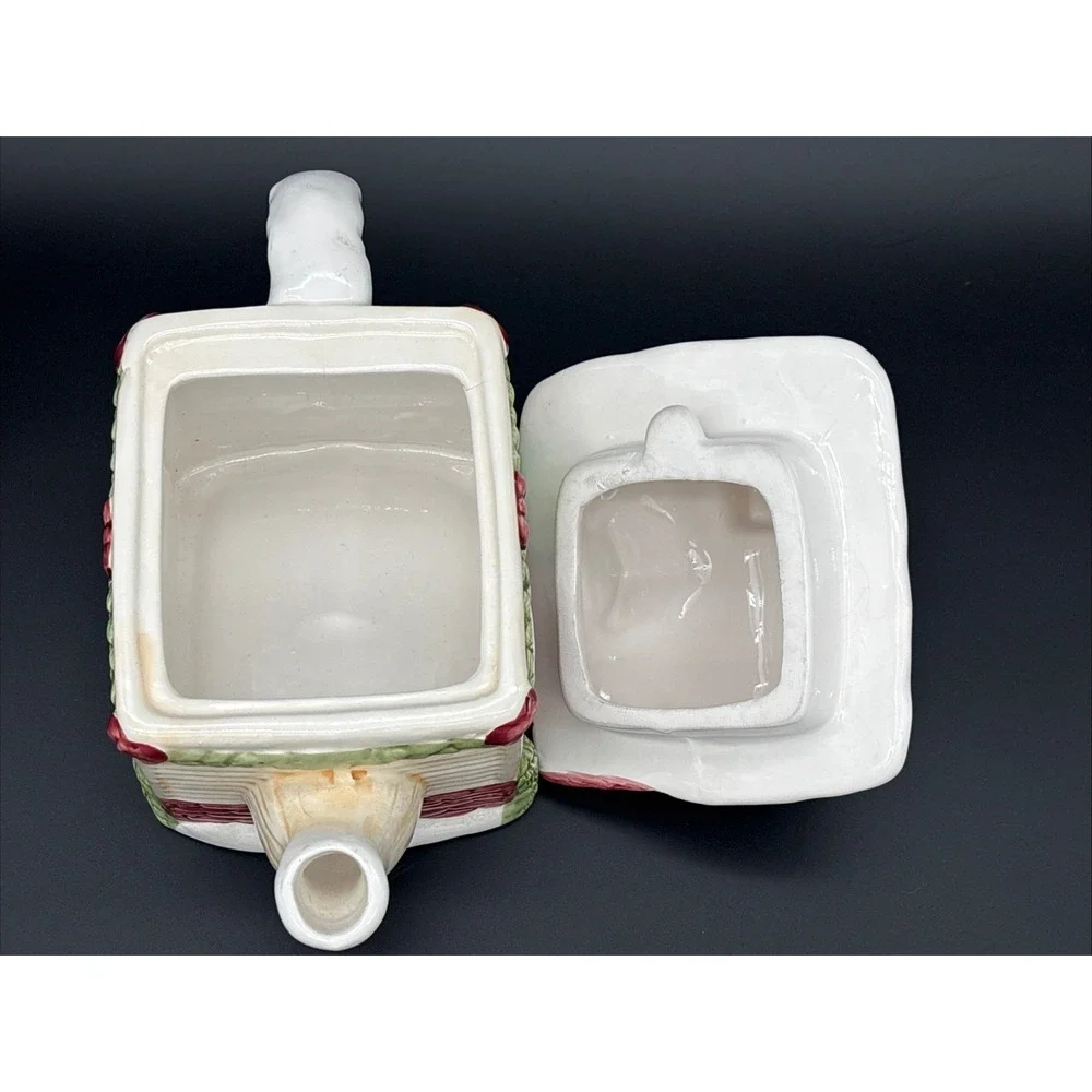 Vintage 1980s/90s Inarco Christmas Cottage / Holiday Snow Village House Teapot